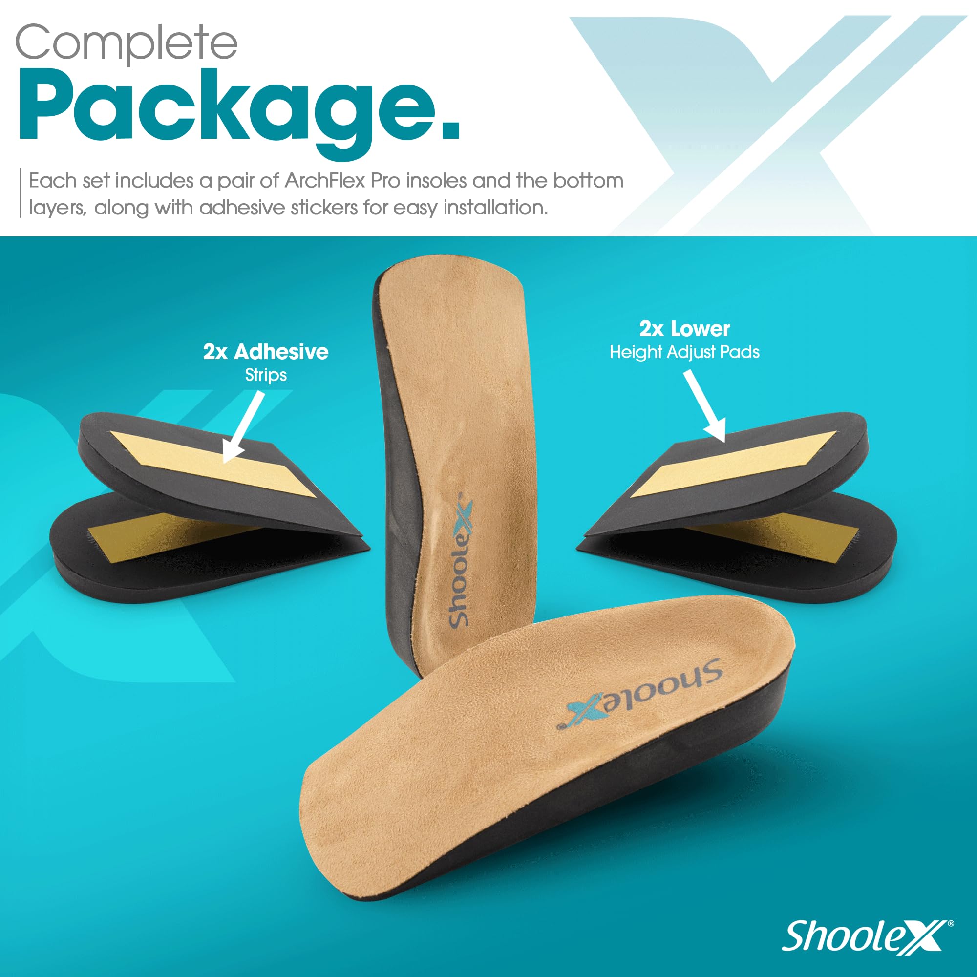 Shoolex 3/4 Adjustable Heel Lifts Insoles for Achilles Tendonitis, Leg Length Discrepancy, Arch Support, Heel Pain, Plantar Fasciitis, Men, Women (Large)